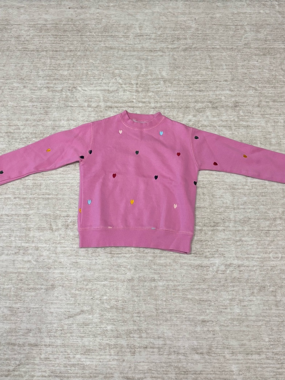 Pink Heart Embroidered Crewneck Sweatshirt